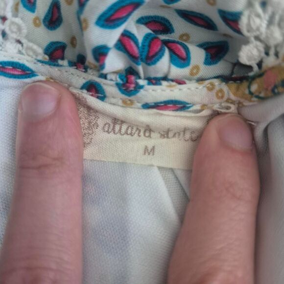 Altar'd State White & Blue Boho Dress Floral Tiered Skirt Size Medium - Picture 3 of 4